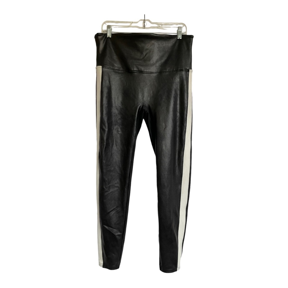 SPANX Faux Leather Side Stripe Leggings 2X Black - Picture 2 of 14